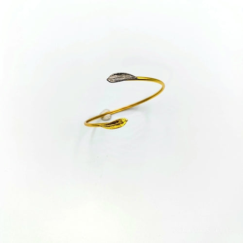 Adjustable Olive Branch Bracelet, Gold-Plated Brass