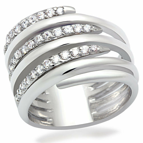 Bague en laiton rhodié avec zirconiums cubiques de qualité AAA