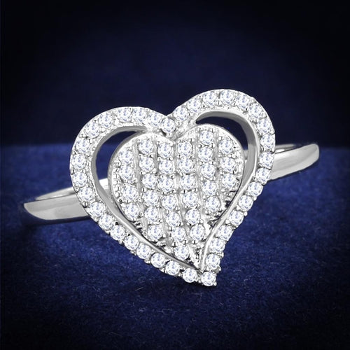 Silver Heart Ring with AAA Grade CZ