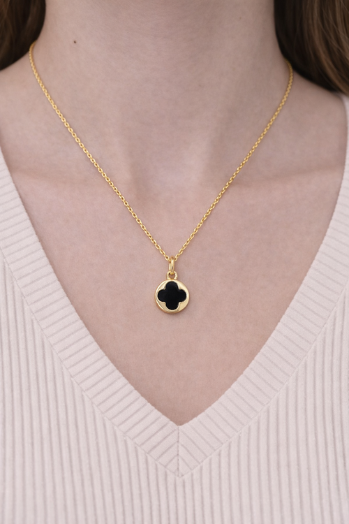 Stainless Steel Black Clover Gold Necklace