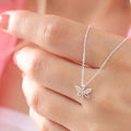 Silver Dragonfly Necklace with White Zircon Stone