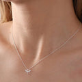 Silver Dragonfly Necklace with White Zircon Stone
