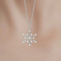 Silver Snowflake Necklace with White Stones