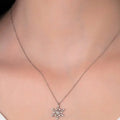 Silver Snowflake Necklace with White Stones