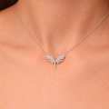 Sterling Silver Archangel Michael Necklace with White Stones