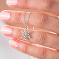 Silver Snowflake Necklace with White Stones