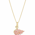 Collier cygne rose en acier inoxydable