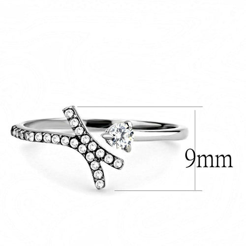 Bague en acier inoxydable poli miroir avec zircone cubique de qualité AAA