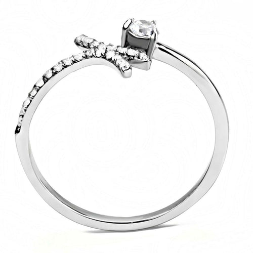 Bague en acier inoxydable poli miroir avec zircone cubique de qualité AAA