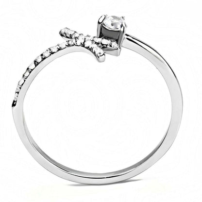 Bague en acier inoxydable poli miroir avec zircone cubique de qualité AAA