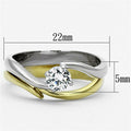 Two-Tone Gold Plated Stainless Steel Ring with AAA CZ