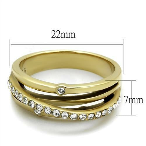 Bague en acier inoxydable plaqué or avec cristaux de qualité supérieure