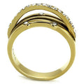 Bague en acier inoxydable plaqué or avec cristaux de qualité supérieure