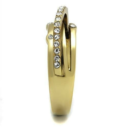 Bague en acier inoxydable plaqué or avec cristaux de qualité supérieure