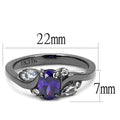 Bague en acier inoxydable noir clair avec zircon cubique de qualité AAA