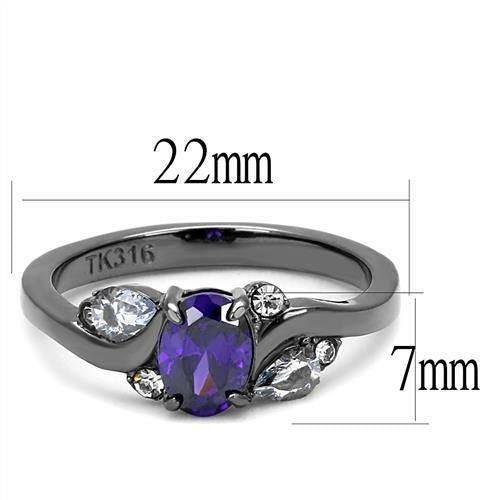 Bague en acier inoxydable noir clair avec zircon cubique de qualité AAA