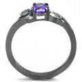 Bague en acier inoxydable noir clair avec zircon cubique de qualité AAA