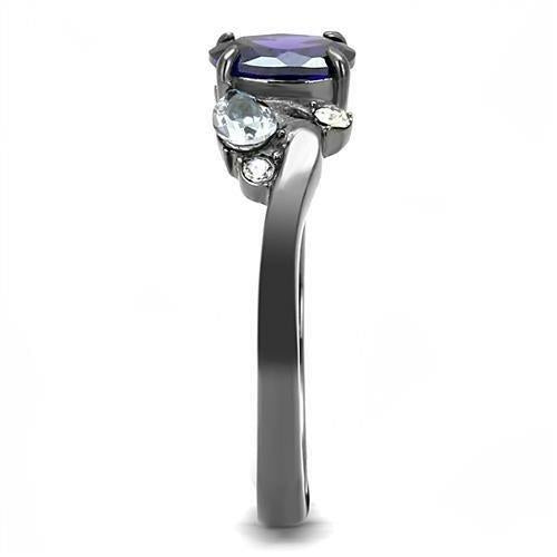 Bague en acier inoxydable noir clair avec zircon cubique de qualité AAA