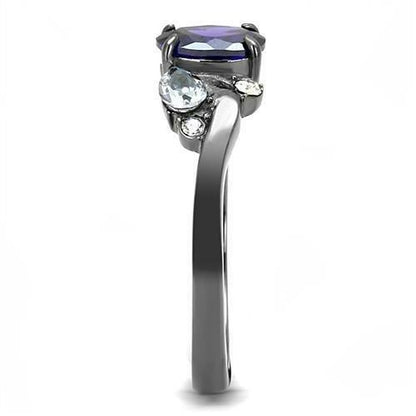 Bague en acier inoxydable noir clair avec zircon cubique de qualité AAA