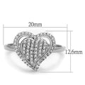 Bague cœur en argent ornée d'un zircon cubique de qualité AAA