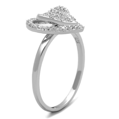 Bague cœur en argent ornée d'un zircon cubique de qualité AAA