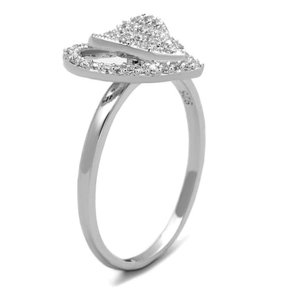 Bague cœur en argent ornée d'un zircon cubique de qualité AAA