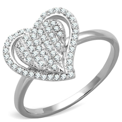 Bague cœur en argent ornée d'un zircon cubique de qualité AAA