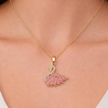 Collier cygne rose en acier inoxydable