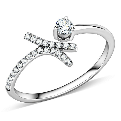 Bague en acier inoxydable poli miroir avec zircone cubique de qualité AAA