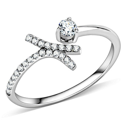 Bague en acier inoxydable poli miroir avec zircone cubique de qualité AAA