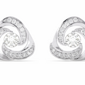 Swirl Diamond Stud Earrings in Silver