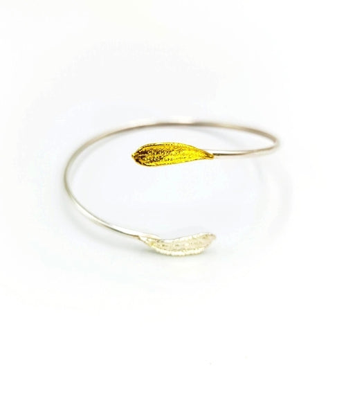 Adjustable Olive Branch Bracelet, Gold-Plated Brass