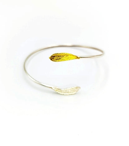 Adjustable Olive Branch Bracelet, Gold-Plated Brass
