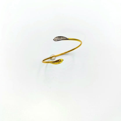 Adjustable Olive Branch Bracelet, Gold-Plated Brass