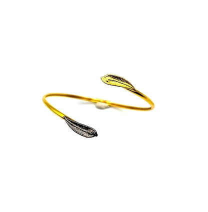 Adjustable Olive Branch Bracelet, Gold-Plated Brass