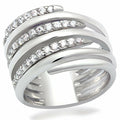 Bague en laiton rhodié avec zirconiums cubiques de qualité AAA