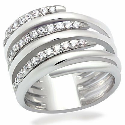Bague en laiton rhodié avec zirconiums cubiques de qualité AAA