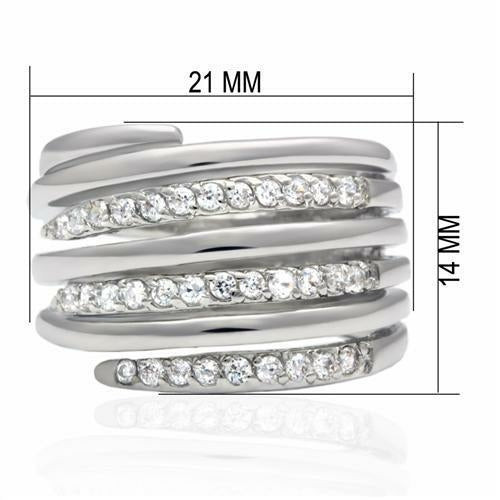 Bague en laiton rhodié avec zirconiums cubiques de qualité AAA