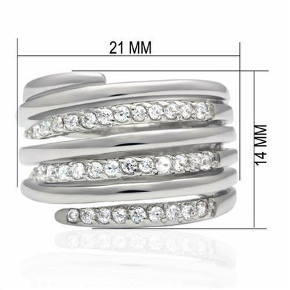 Bague en laiton rhodié avec zirconiums cubiques de qualité AAA