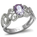 Bague en acier inoxydable poli miroir avec zircone cubique de qualité AAA