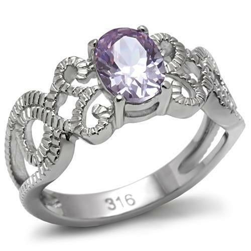 Bague en acier inoxydable poli miroir avec zircone cubique de qualité AAA