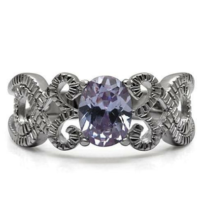 Bague en acier inoxydable poli miroir avec zircone cubique de qualité AAA