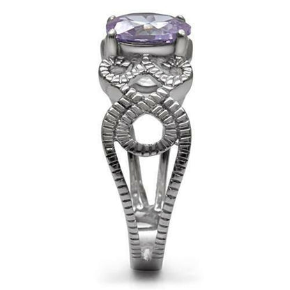 Bague en acier inoxydable poli miroir avec zircone cubique de qualité AAA