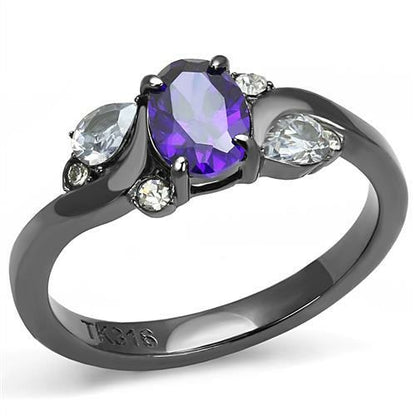 Bague en acier inoxydable noir clair avec zircon cubique de qualité AAA